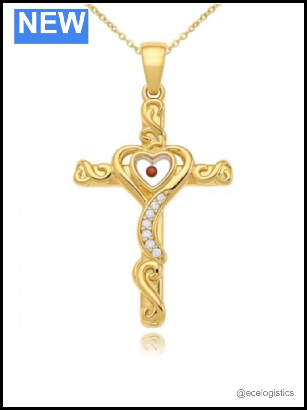 Gold Plated Cross Pendant Necklace Mustard Seed Christian Religious Jewelry